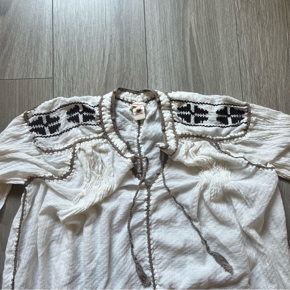 Sundance Peasant Top Embroidered|tunic cream Ivory| boho Sz XS oversized - Picture 11 of 14